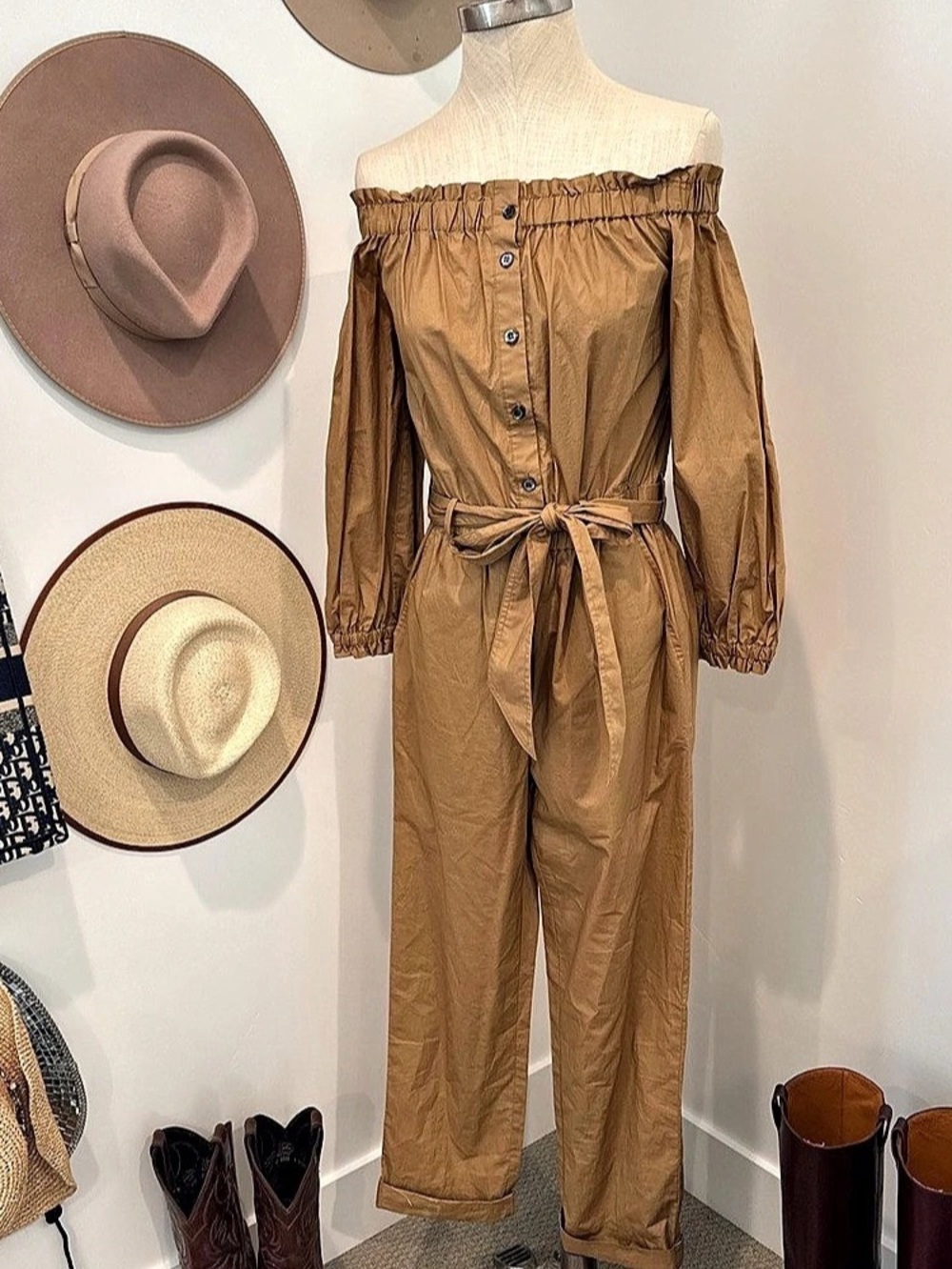 Jcrew Off-Shoulder Brown Jumpsuit Like New